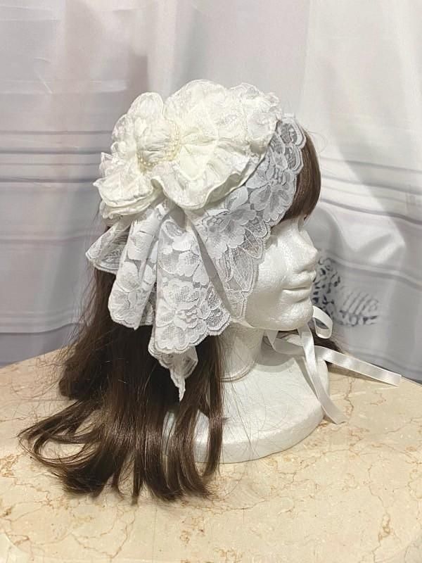 燭台レースヘッドドレス　黒×白 燭台レースヘッドドレス 黒×白 Princess Melody】ヘッドドレス