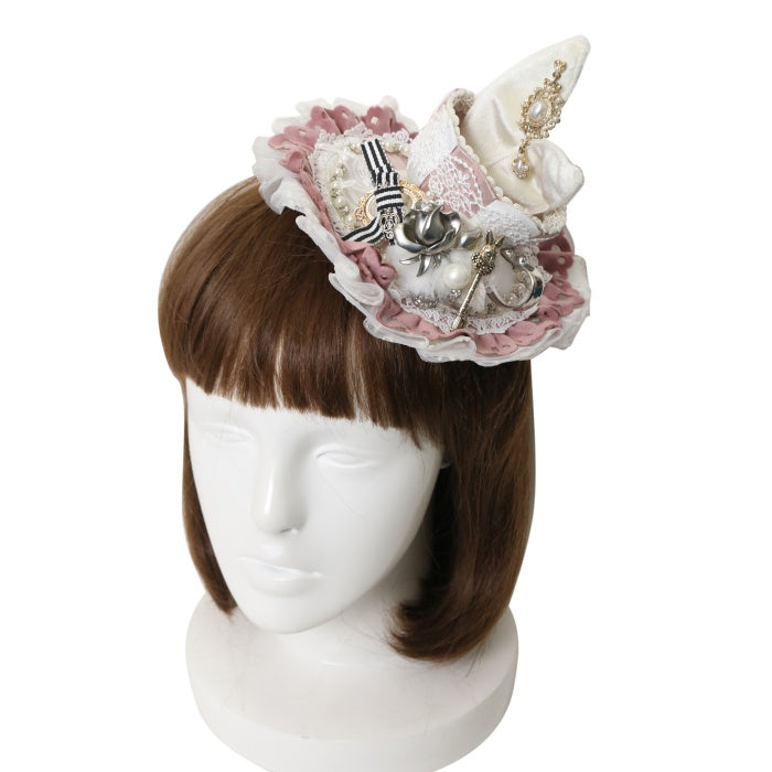 USED】Drink me・兎耳ティーカップ帽子 カクテルハット（白×ピンク