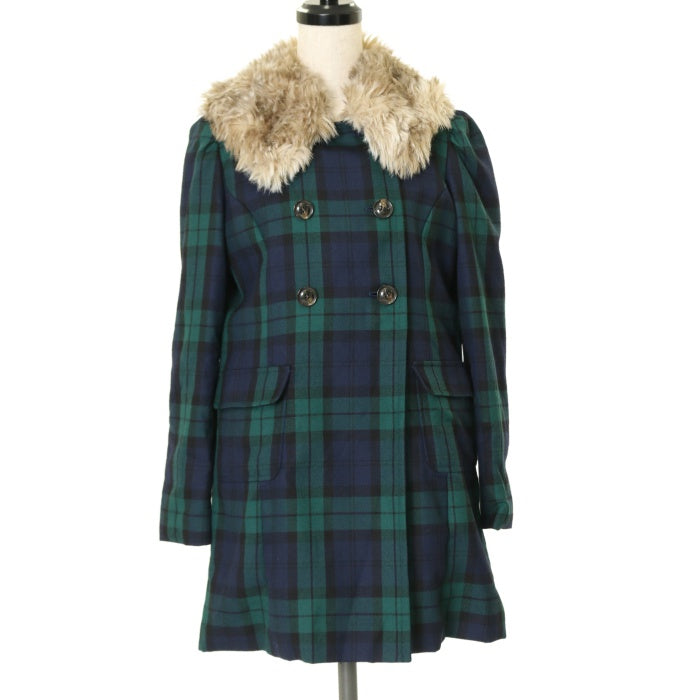 USED】ファー襟付きタータンチェックコート| Jane Marple Wunderwelt