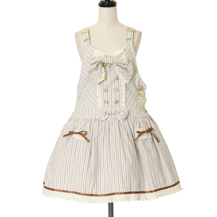 プードルちゃんのレジメンタルストライプサロペットジャンパースカート 136☆270 プードルちゃんのレジメンタルストライプサロペット