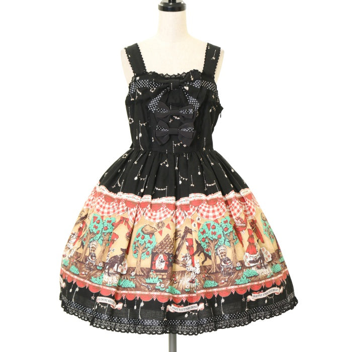 USED】My little red riding hood柄ドットリボンジャンパー