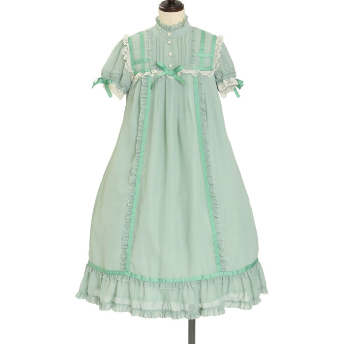 USED】シフォン・アンワンピース【ミントグリーン×生成レース