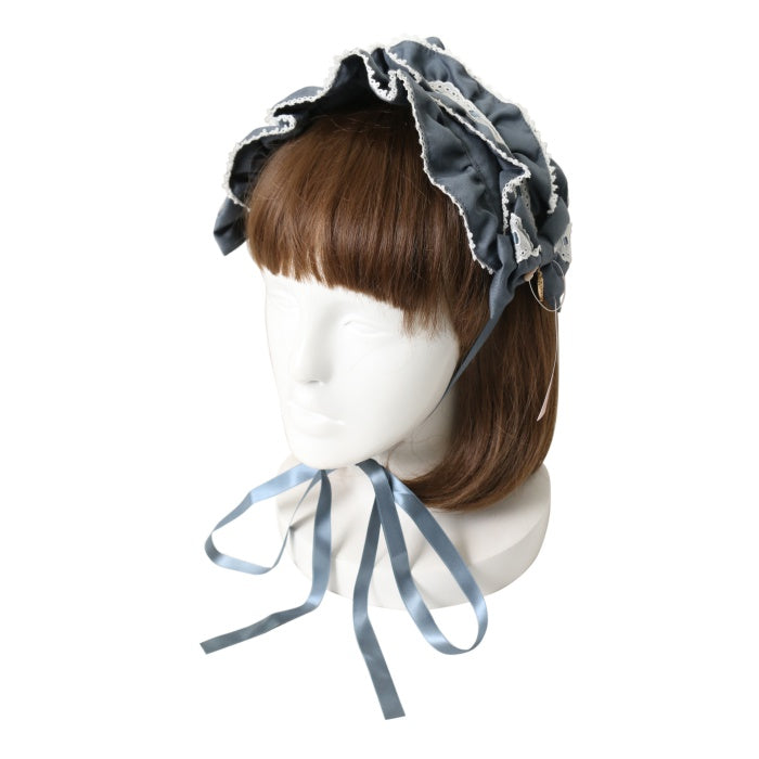 USED】メアリーフリルヘッドドレス(無地アンティークブルー