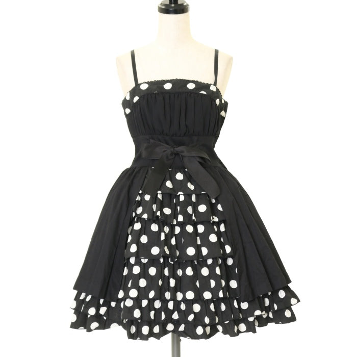 USED】【PEACE NOW/Mサイズ】ドットフリルジャンパースカート | BLACK