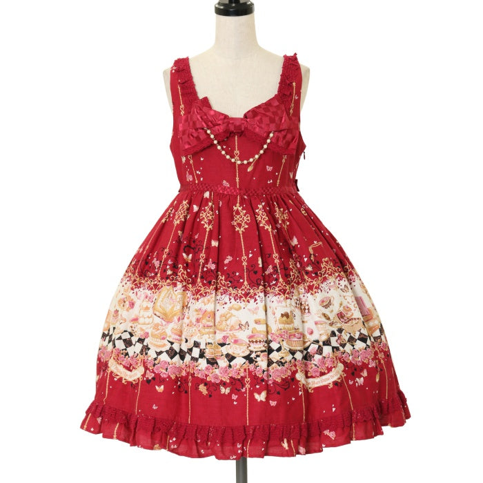 ♡BABY♡clock work tea party柄パールジャンパースカート USED】Clockwork tea party柄パールジャンパースカート | BABY