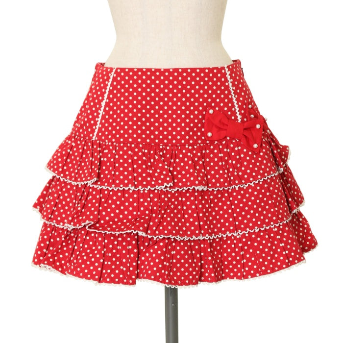 angelic pretty 乙女水玉フリルスカートドットハートポケット赤