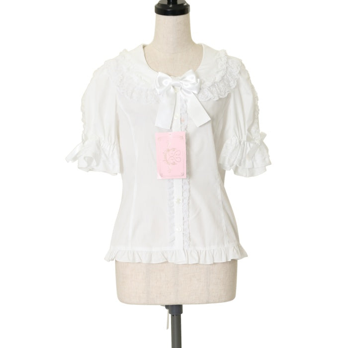 Metamorphose temps de fille 両山レース半袖ブラウス