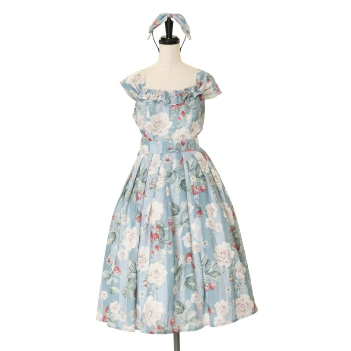 花柄ドレスワンピース　カチューシャ　ジュース　3点セット　3T 3歳　リボン 花柄ドレスワンピース カチューシャ ジュース 3点セット 3T 3歳