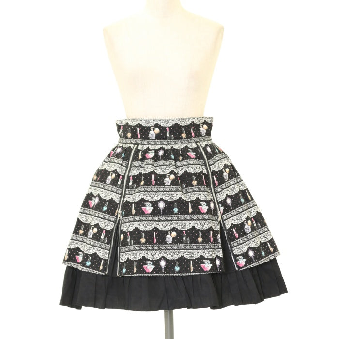 PEACE NOW * 巻きプリーツミニスカート USED】【PEACE NOW/Mサイズ】コスメ柄ファスナースカート