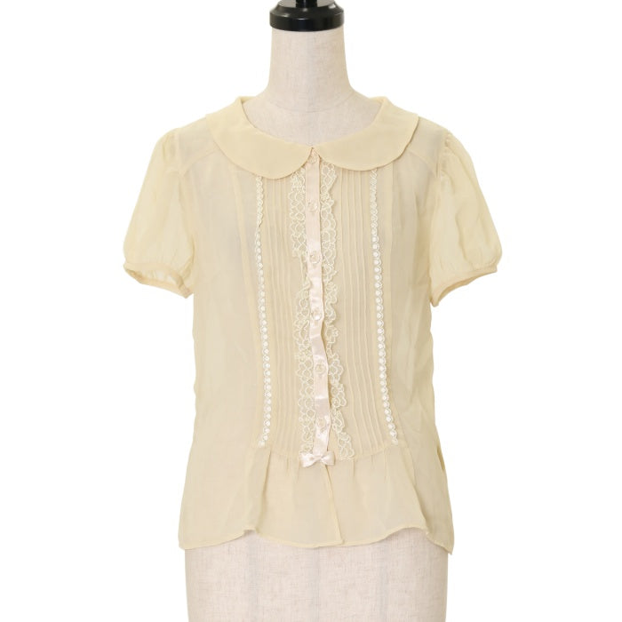 Emily Temple Cute　半袖ブラウス　懐古 USED】丸襟ピンタック半袖ブラウス | Emily Temple cute Wunderwelt