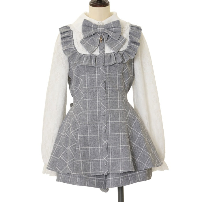 メルちゃんハンドメイド服 美しき Wガーゼのヨーク切替フリル袖の 