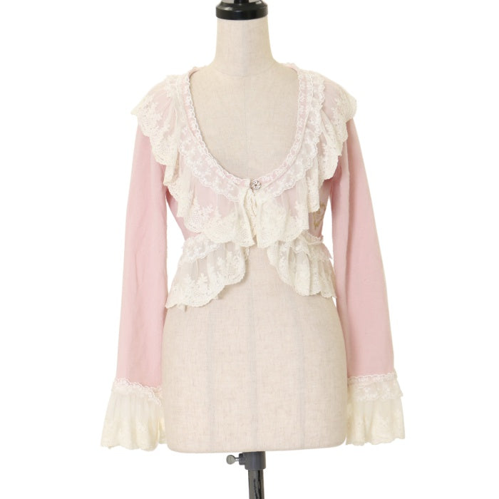 ★BABY THE　STARS★ 総レースフリルボレロ A⁄Pロゴ刺繍入りフリルボレロ