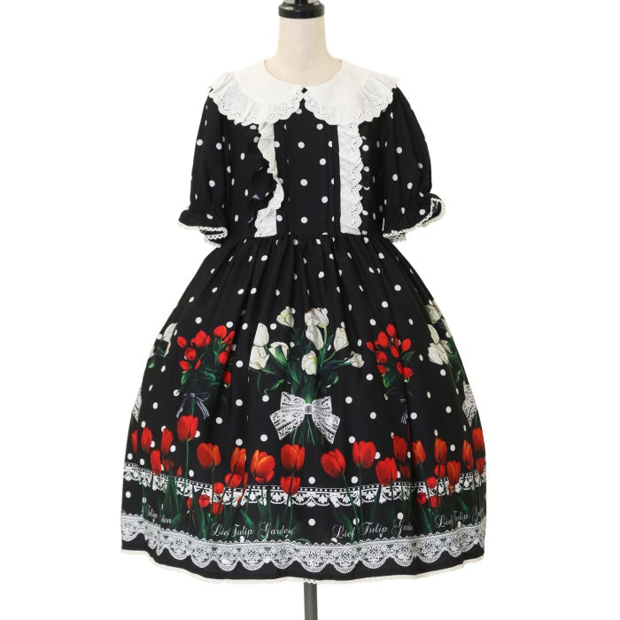 USED】【Mサイズ】チューリップガーデン丸襟リボンワンピース | LIEF
