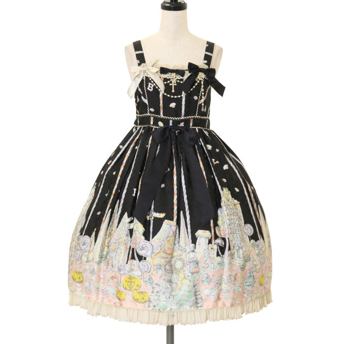 BABY, Baby Cafe柄ジェラートJSK 黒×ピンク BABY, Baby Cafe柄