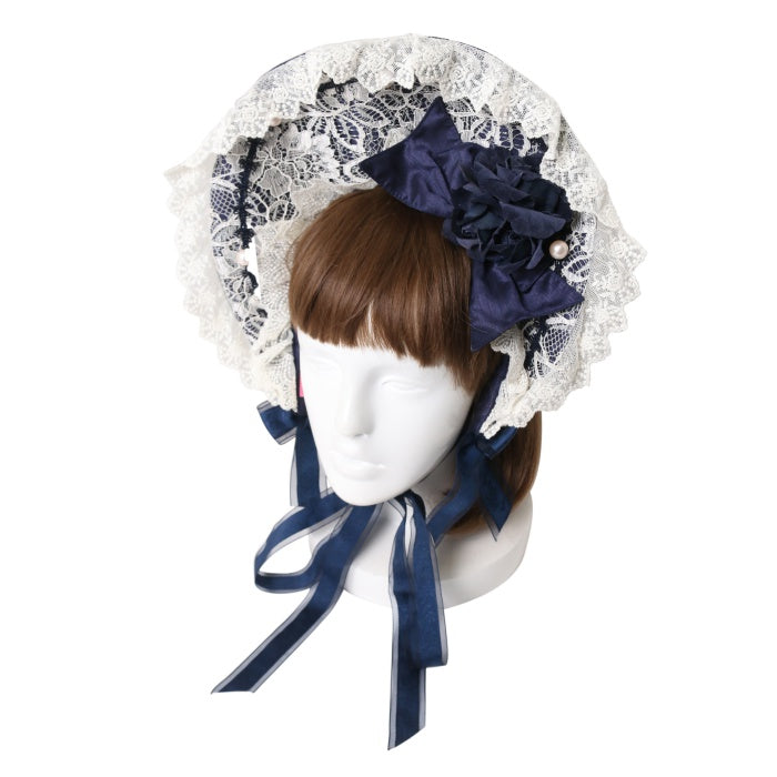 草原のお花摘みの少女マザーボンネット ピンク 草原のお花摘みの少女