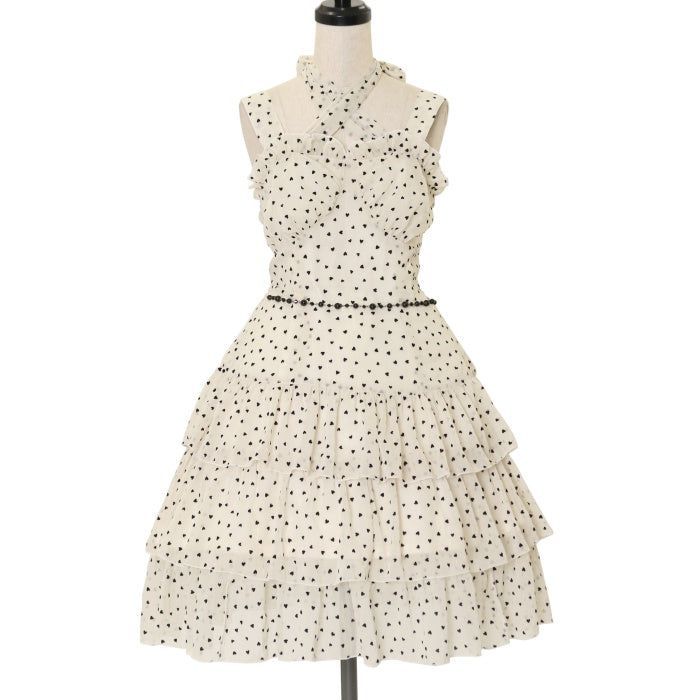 Metamorphose ハートシフォンフリルジャンパースカートホワイト×赤