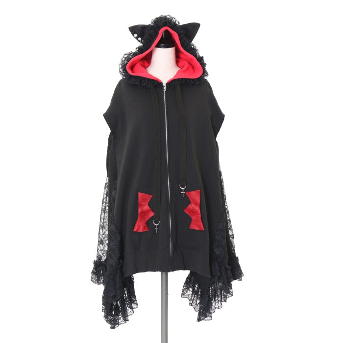USED】【HANGRY&ANGRY】H&A PIERCED CAT EARS DRESS VEST(BLACK×RED