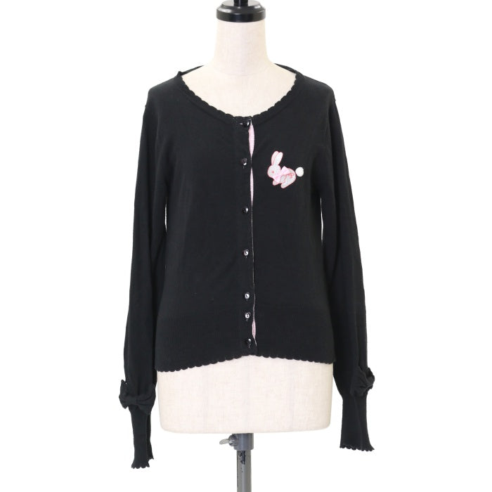 angelicpretty黒白ドット長袖カーディガン USED】Bunny刺繍ニットカーディガン | Angelic Pretty Wunderwelt