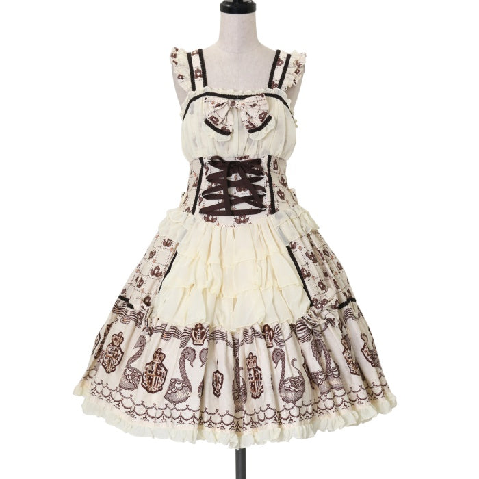 洋服通販 - 新作アイテムを USED】スワンレースシフォンフリルジャンパースカート スカート