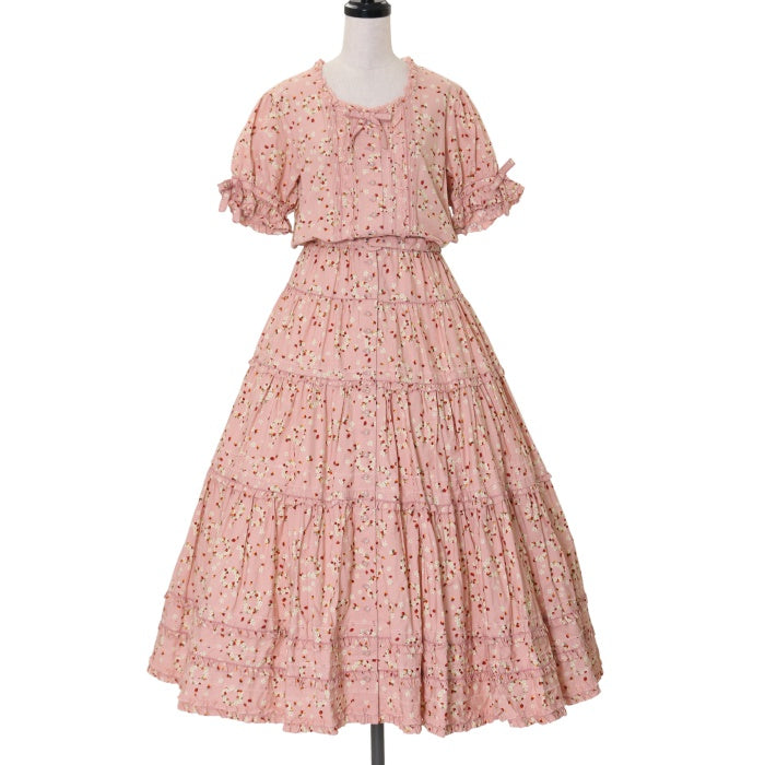 USED】いちごリースプリントティアードワンピース | PINK HOUSE USED】いちごリースプリントティアードワンピース | PINK HOUSE