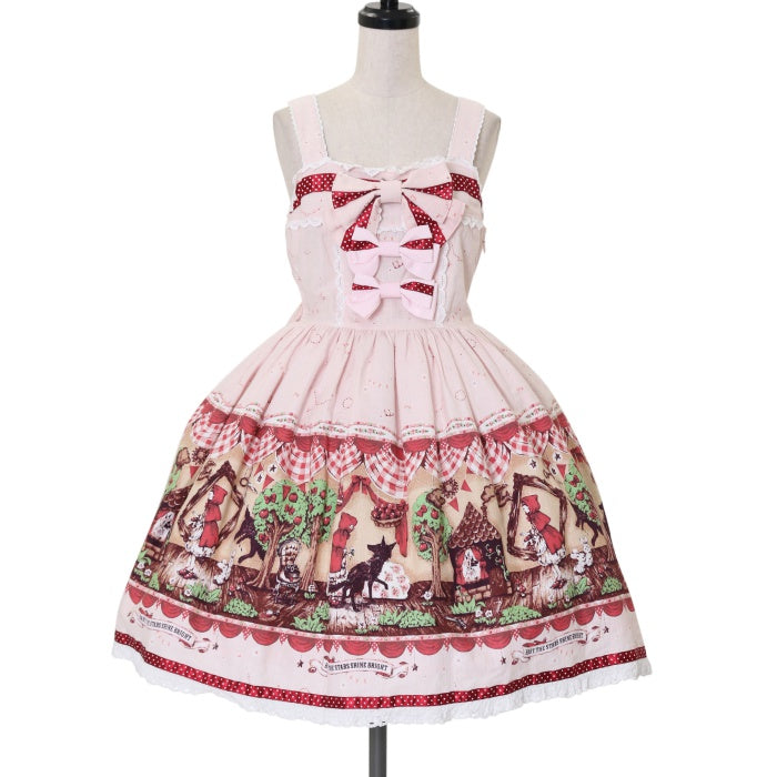 低価格 USED】My little red riding hood柄ドットリボンジャンパー スカート
