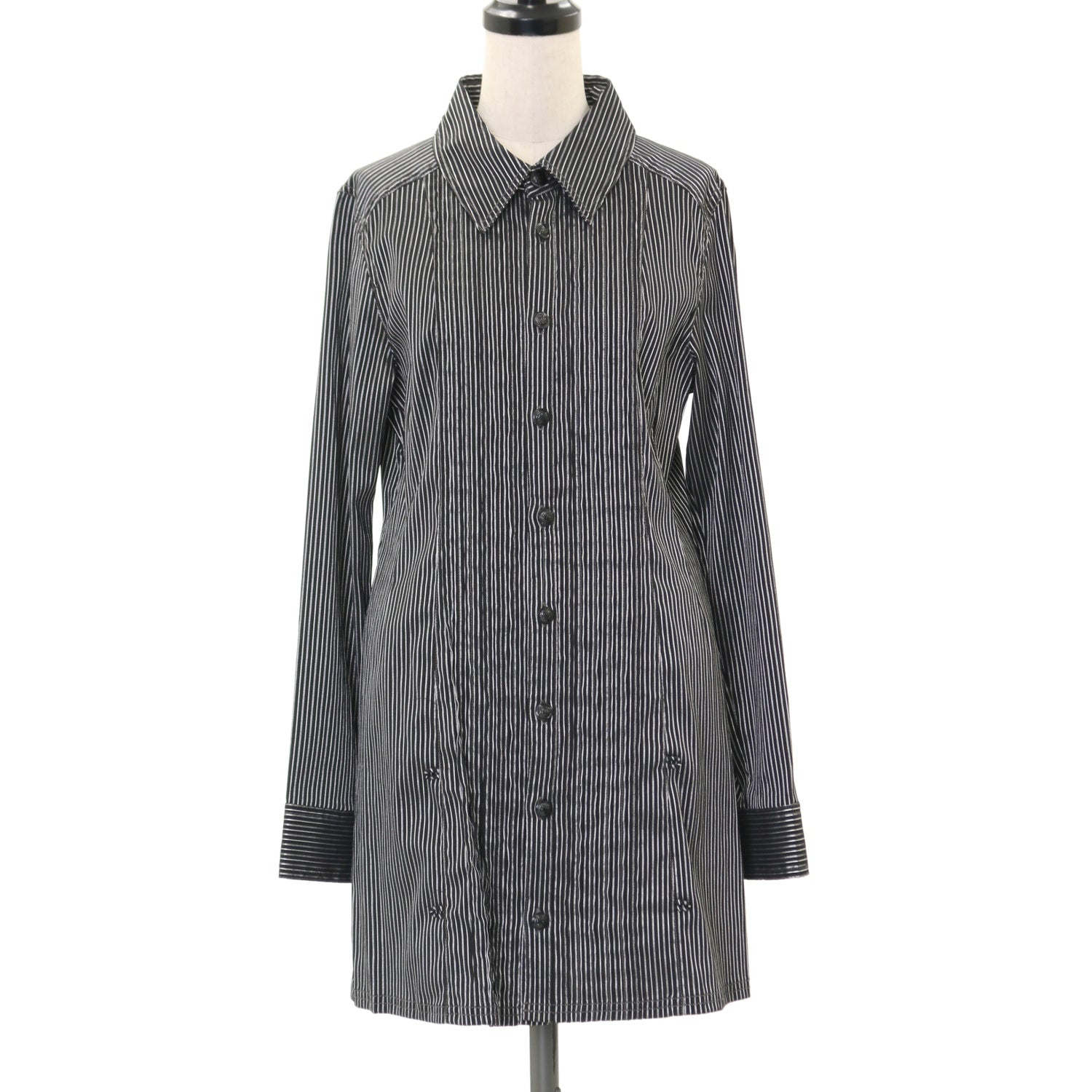 ALGONQUINS フリル付きストライプシャツ ALGONQUINS フリル付きストライプシャツ ALGONQUINS