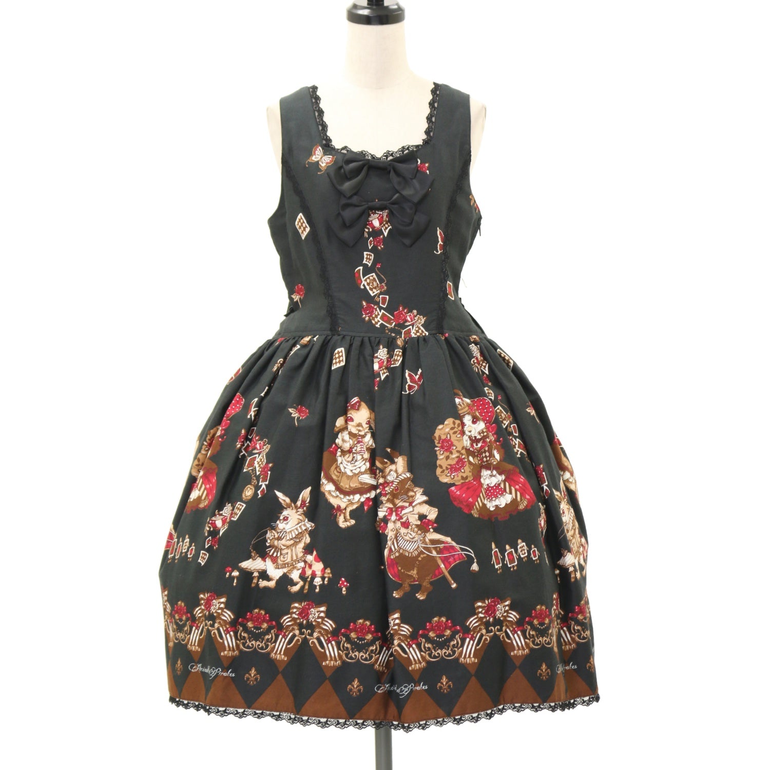 ワンダーラビット　マジカルトランプティーパーティジャンパースカート USED】ワンダーラビットのマジカルトランプティーパーティ柄ジャンパー