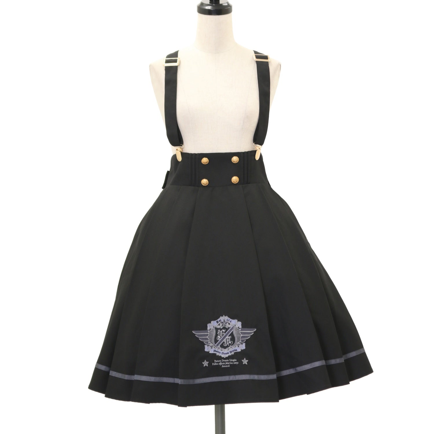 Amavel Sergeant Emblem サイドプリーツスカート ブラック