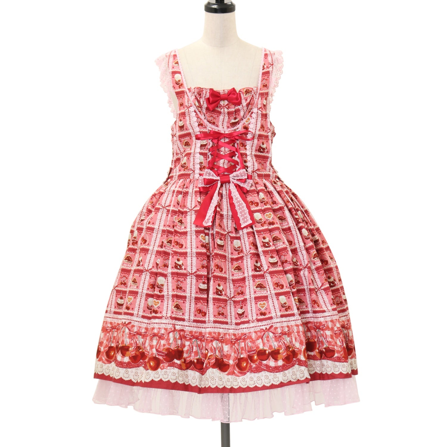 プラスサイズ Retro Cherry 後ろバッスルジャンパースカート USED】【プラスサイズ】Retro Cherry 後ろバッスルジャンパー