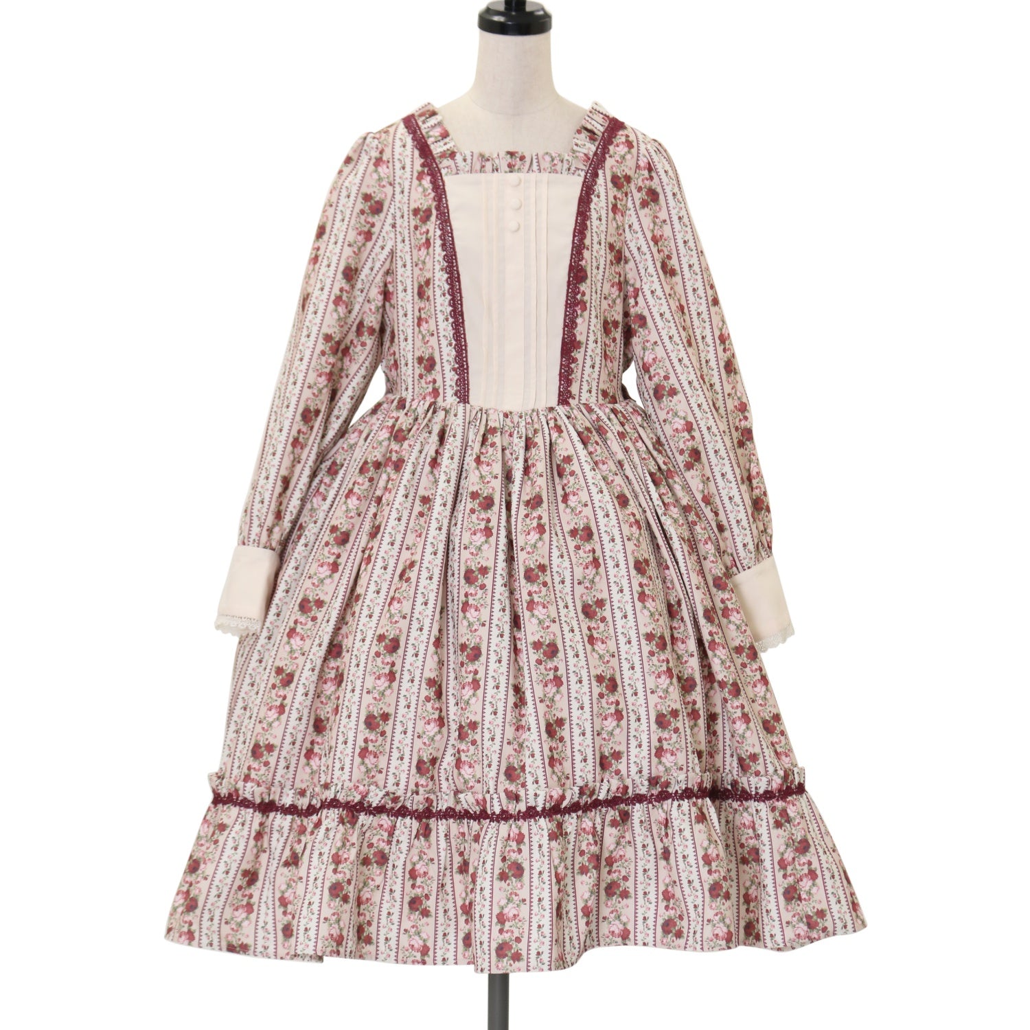 USED】【Mサイズ】ストライプローズ柄ワンピース | axes femme