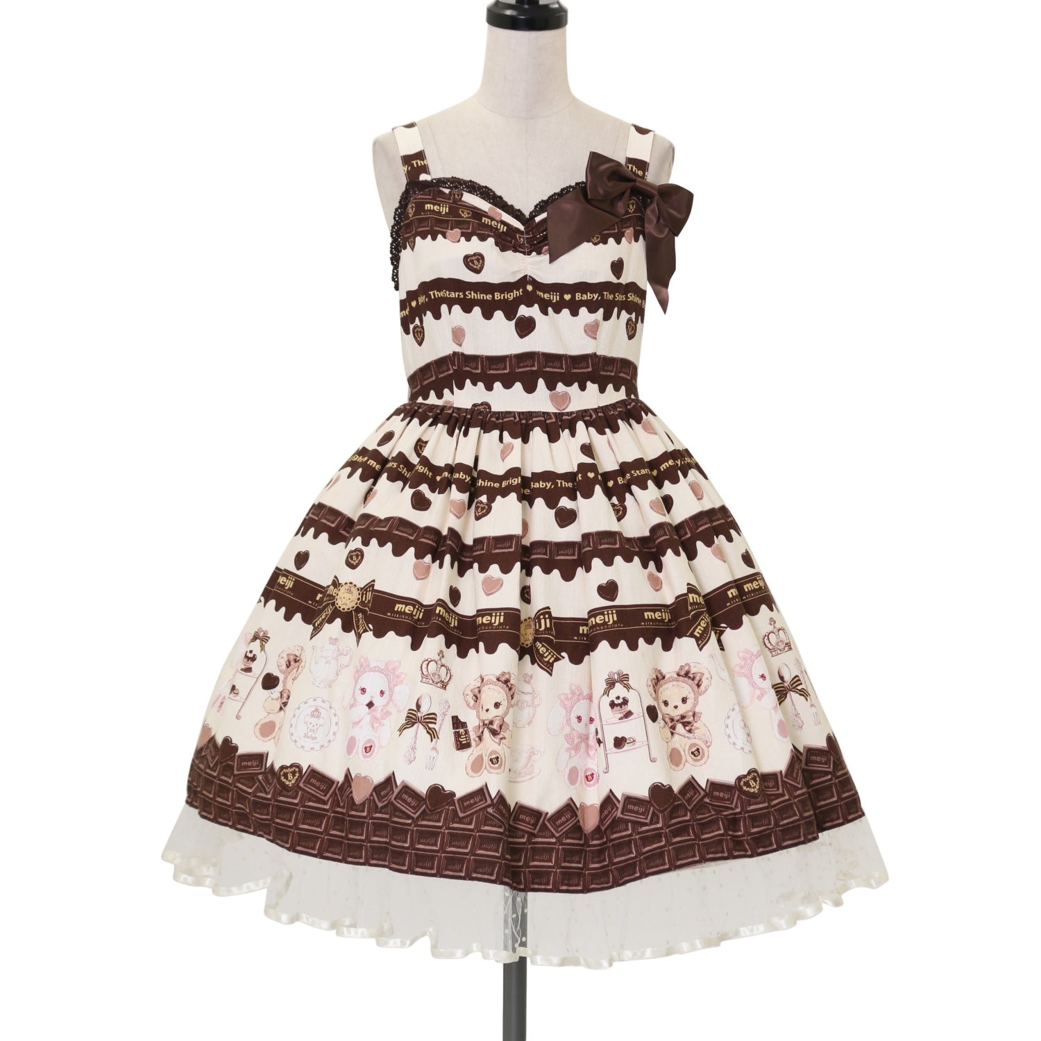 【完売】  USED】Meijiミルクチョコレート♡くみゃちゃん柄チュール ワンピース