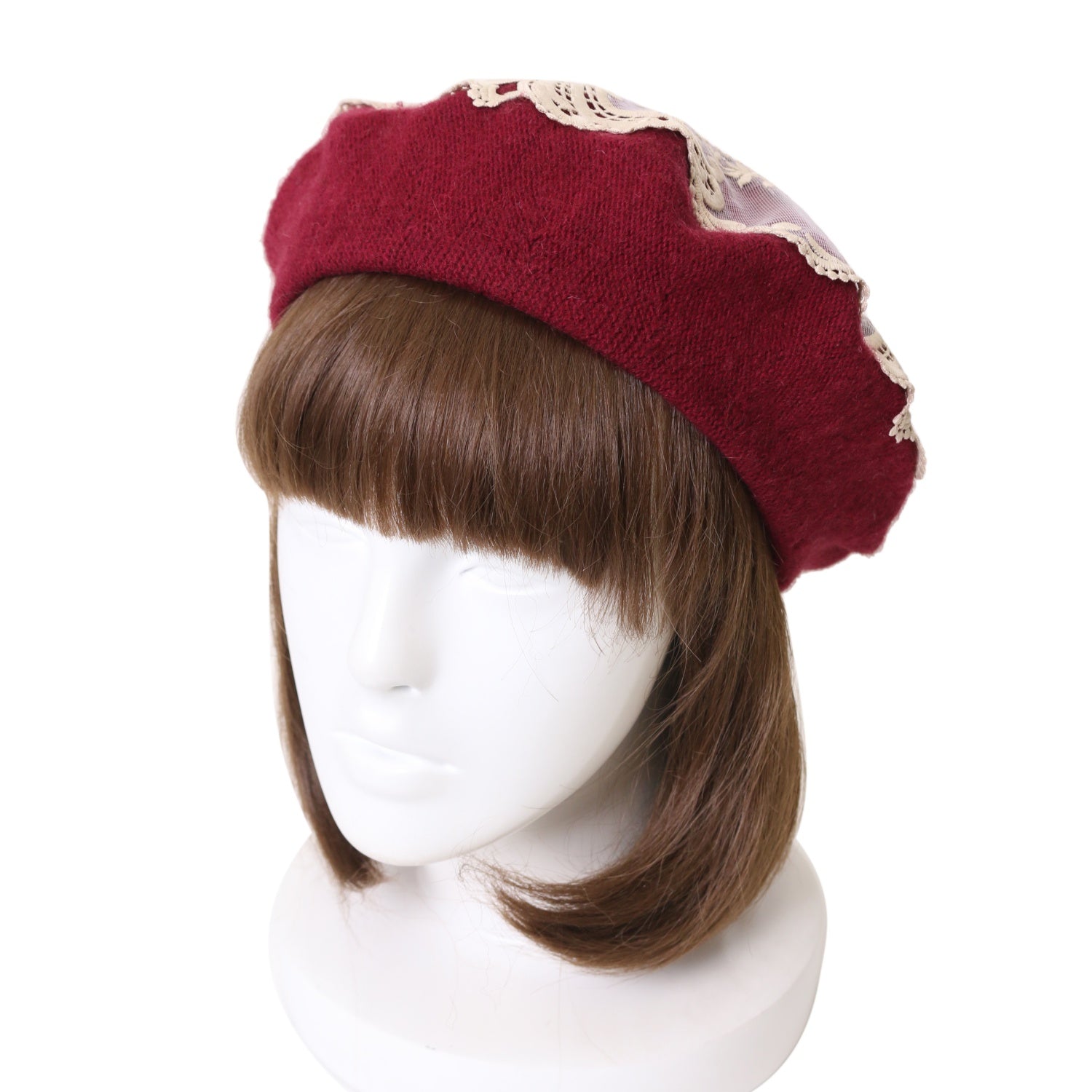 USED】wisley ベレー帽（ボルドー×ベージュ） | Morun x Muuna Stoik