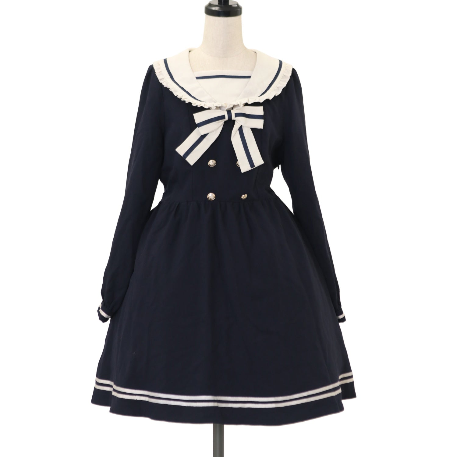 ピンパネールのパープル　セーラーカラー　ワンピース　ハンドメイド ⚓️ #dreamingセーラーワンピース_amavel ボルドー/ネイビー