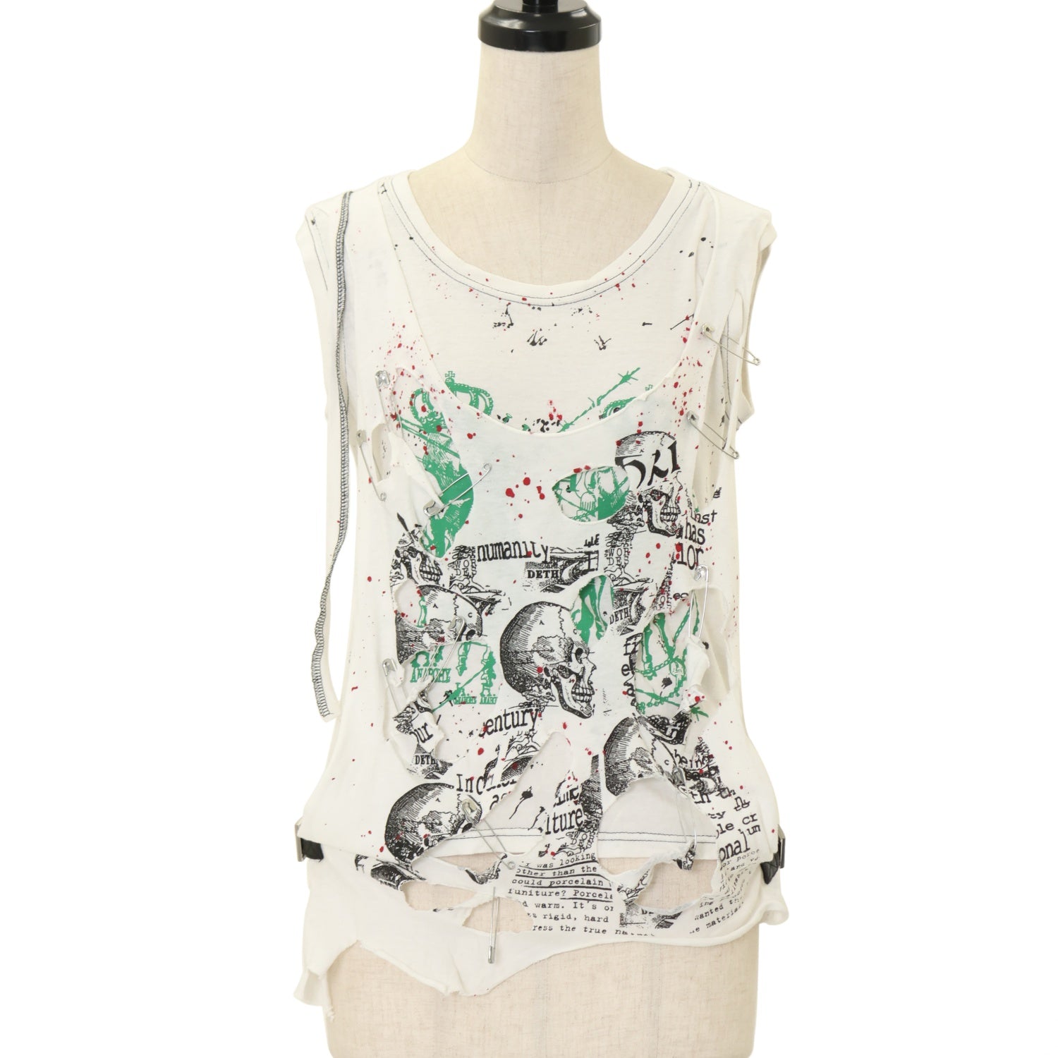 h.ANARCHY 安全ピン トップス h.ANARCHY】ダメージ加工タンクトップ