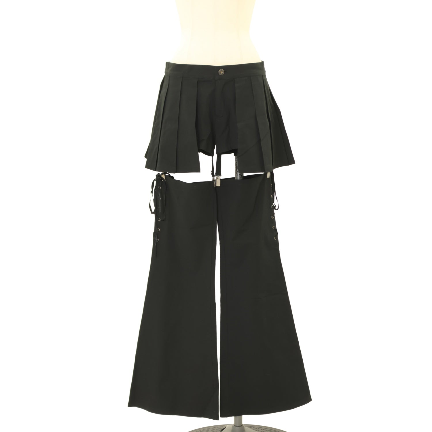 USED】【Mサイズ】プリーツフリルレッグカバーショートパンツ | BLACK