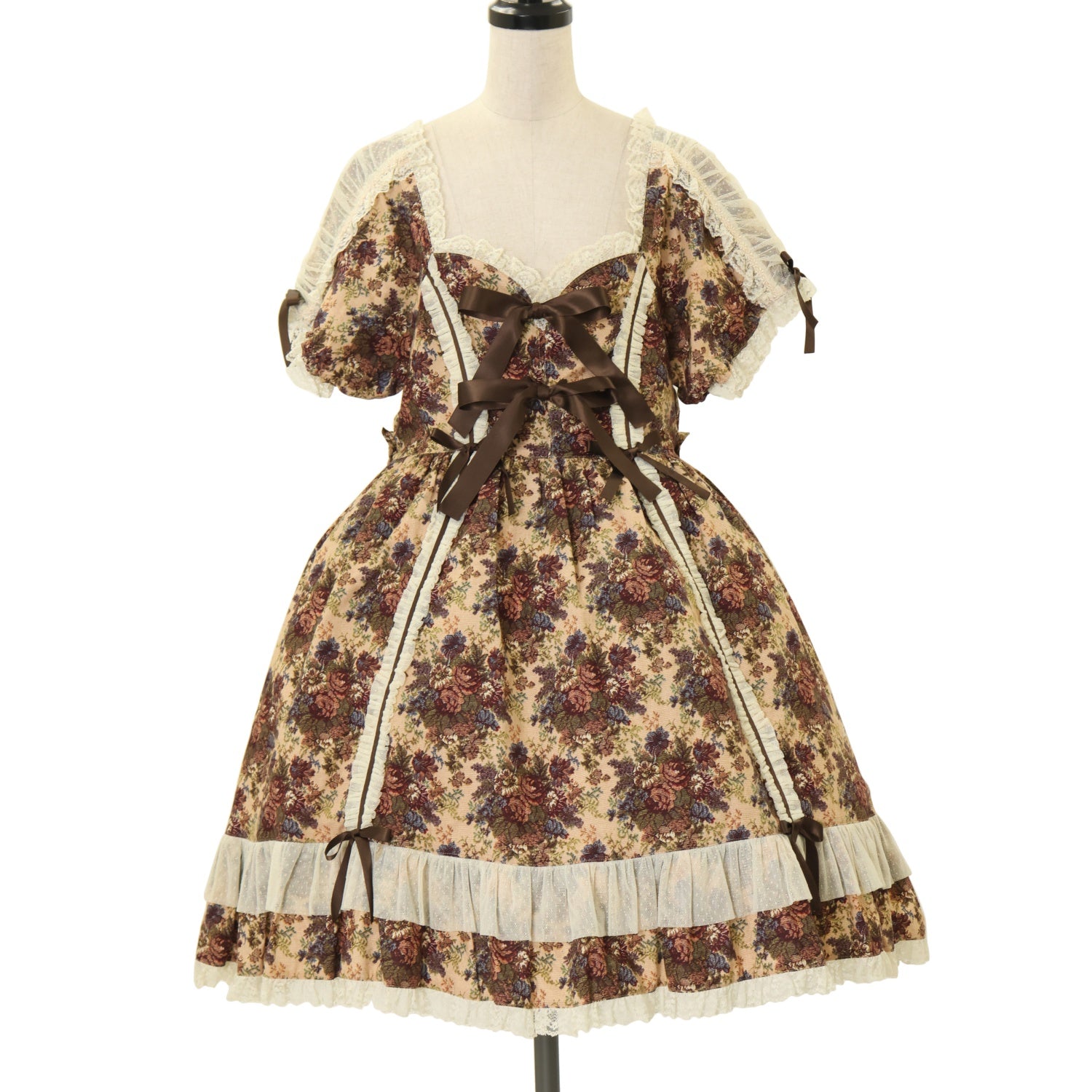 USED】ゴブランプリントハイウエスト袖付JSK | metamorphose