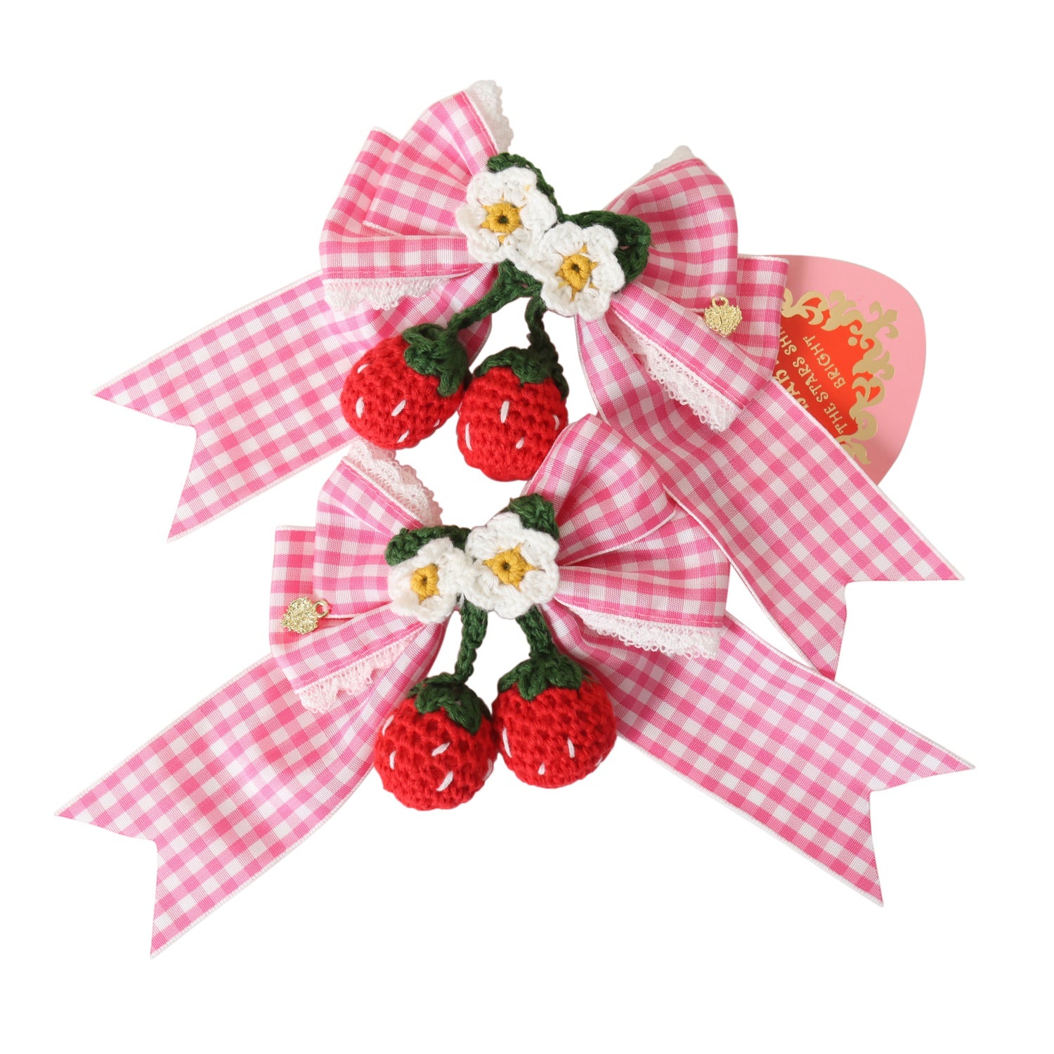 USED】ゆらゆらいちごのHappy Berry Presentギンガムリボンクリップ