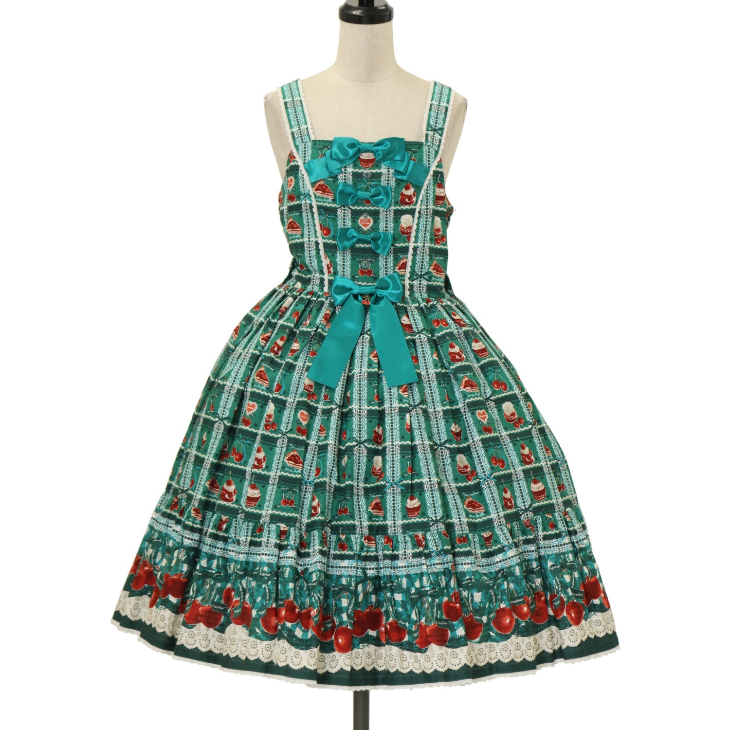 USED】Retro Cherry ティアードジャンパースカート（クリームソーダ