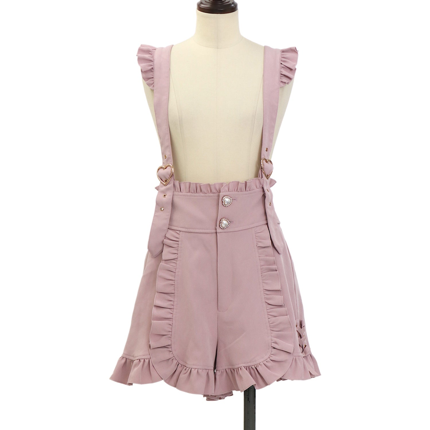 LIZ LISA　レースアップ　フリル　ショートデニムパンツ　ゴスロリ　M USED】サスペンダー付フリルショートパンツ | LIZ LISA | ロリータ