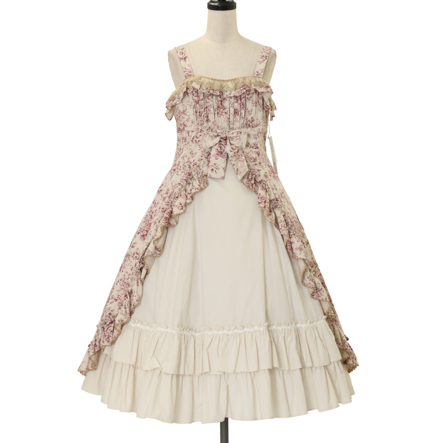 3/8まで限定値下げ！victorian maiden ロココブーケジャンスカ USED】トワルドロココブーケフリルリボンジャンパースカート