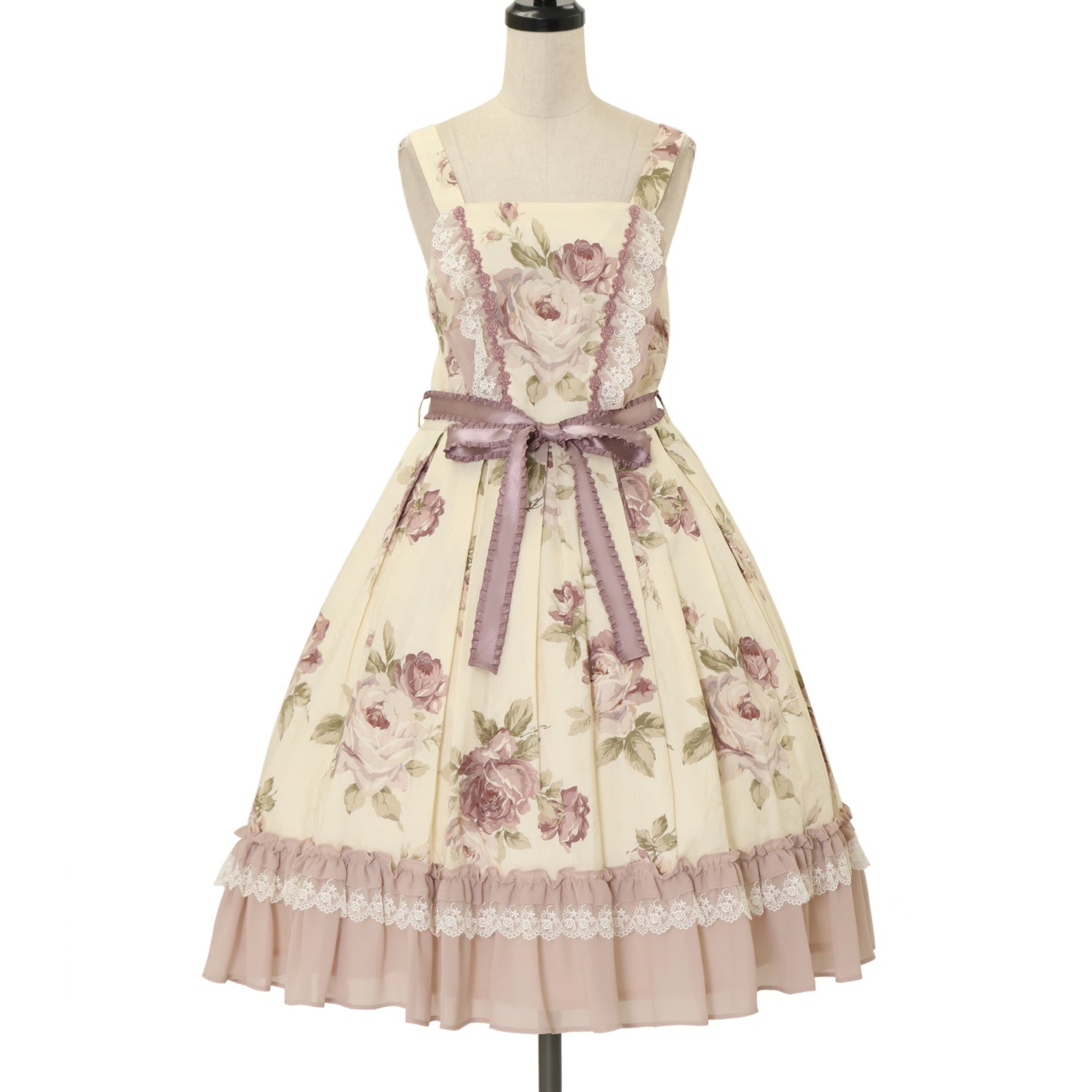 USED】【Mサイズ】ローズジャガードのジャンバースカート(Rose