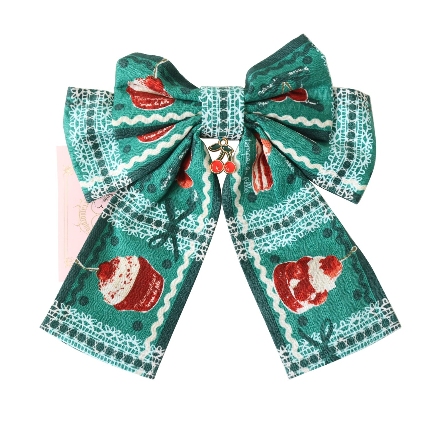メタモルフォーゼ￼ レトロチェリー半袖ワンピース・リボンクリップ　ピンク USED】Retro Cherry リボンクリップ | metamorphose | ロリータ
