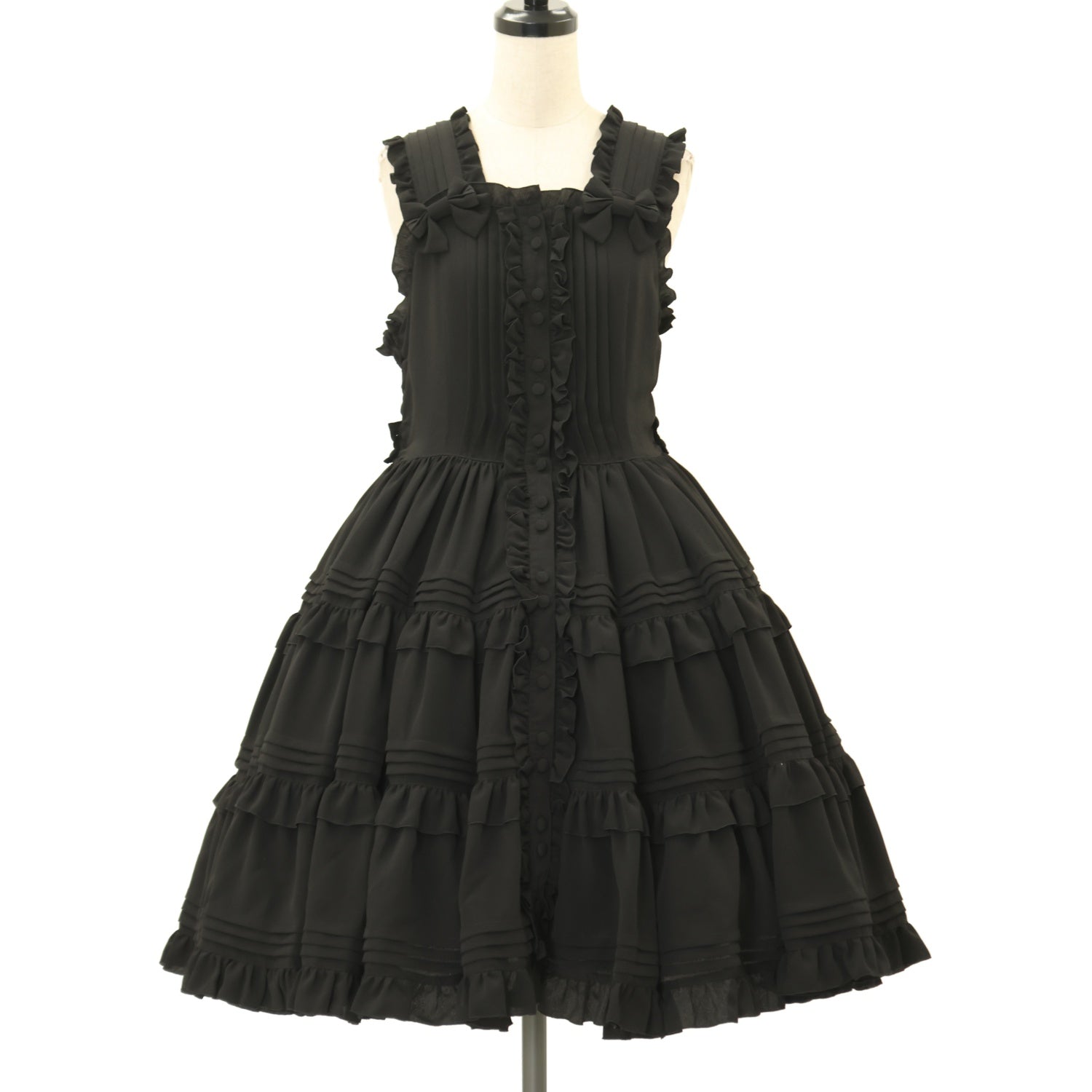 メタモルフォーゼ　ワンピース　ジャンパースカート　ティアード　黒 USED】ピンタックティアードジャンパースカート | metamorphose