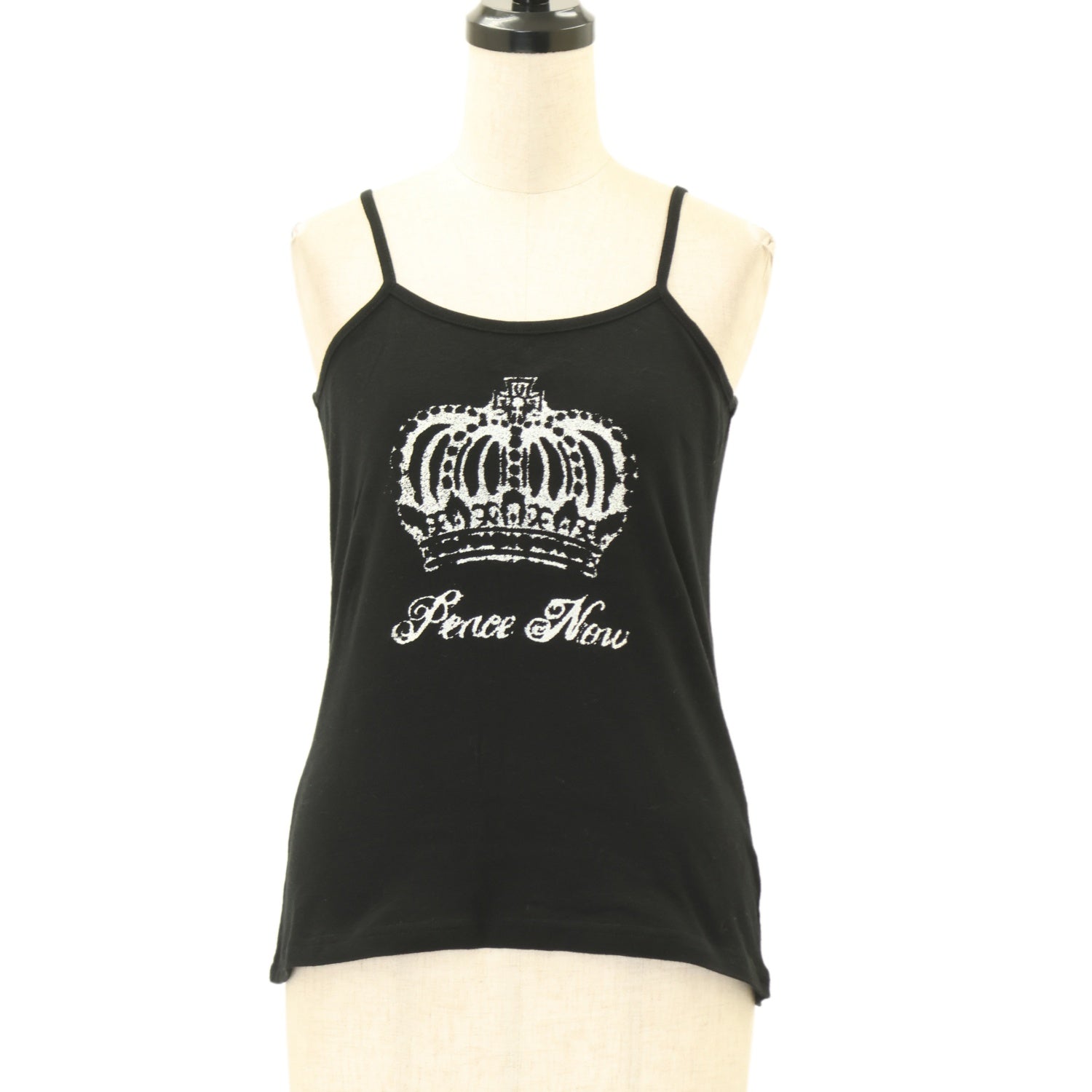 PEACE NOW キャミソールとタンクトップ USED】【PEACE NOW/Mサイズ】王冠ラメプリントキャミソール | BLACK