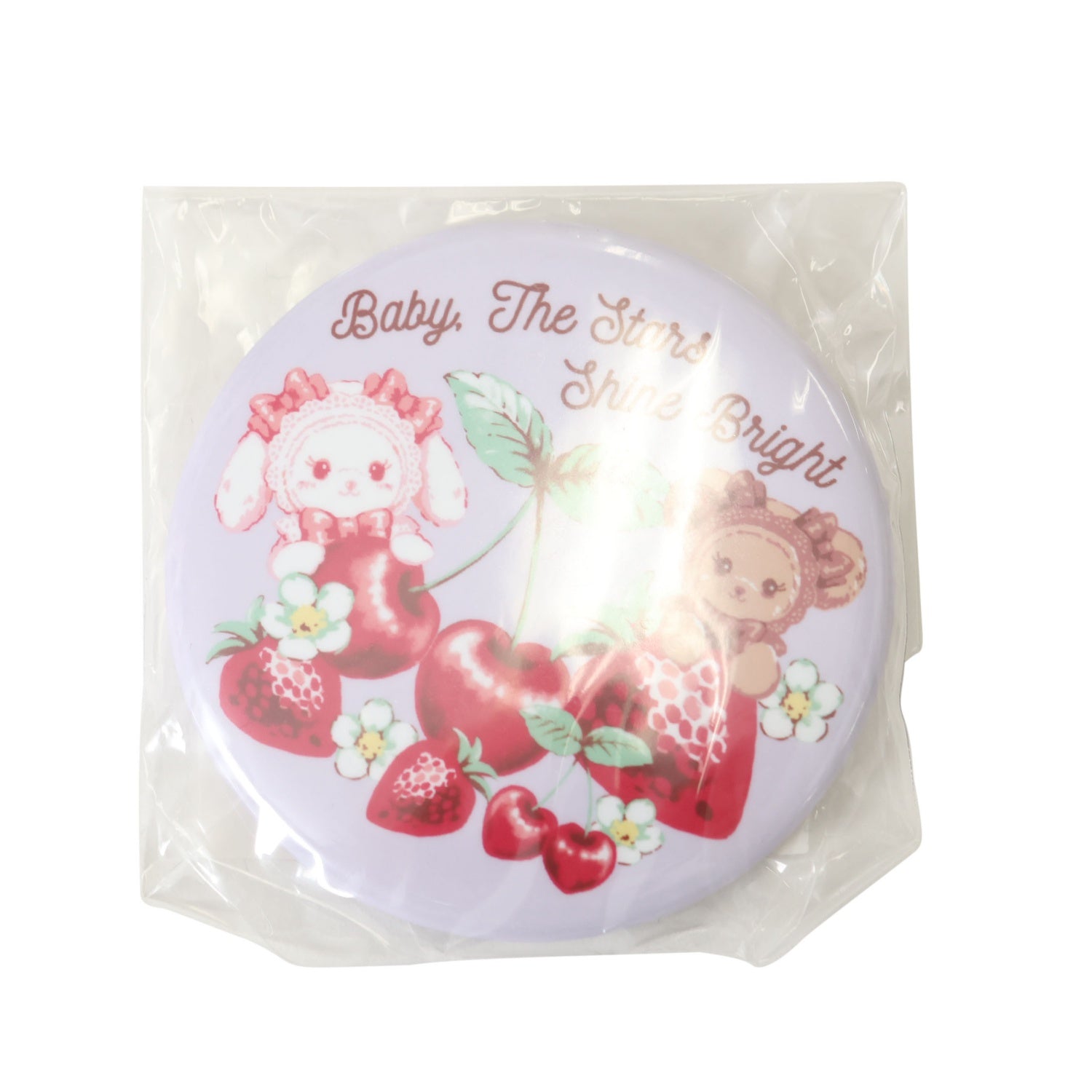 いちごになりたいくまくみゃちゃん USED】くみゃちゃんのいちごとさくらんぼ缶バッジ | BABY, THE STARS