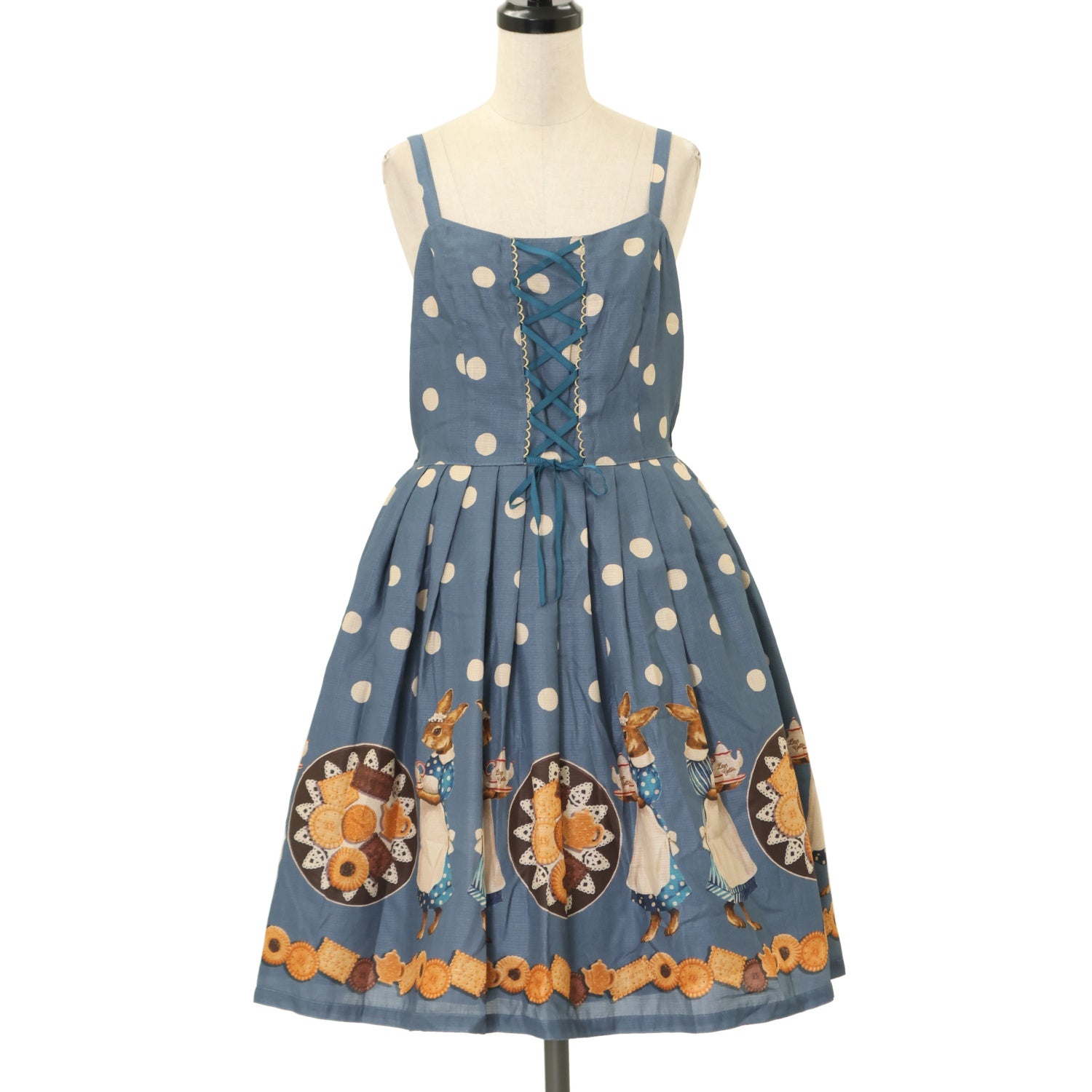 USED】『Rabbit tea time』プリントレースアップキャミワンピース