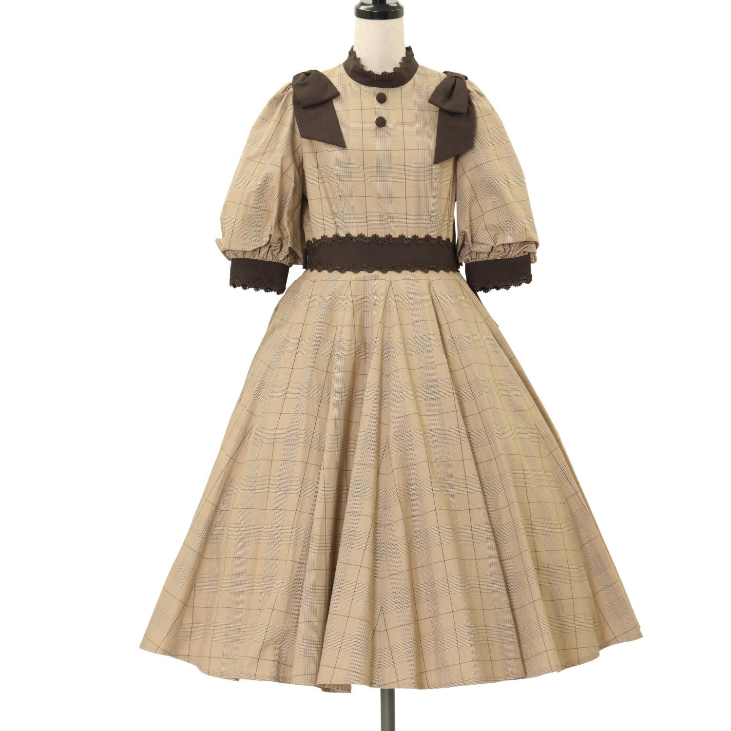 USED】【Mサイズ】Classy Ribbon ワンピース（ショコラチェック