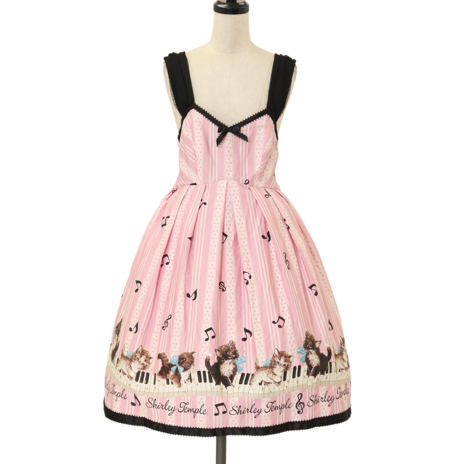 USED】【Mサイズ】ピアノキャットプリントジャンパースカート(Ladies
