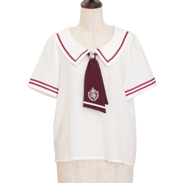 USED】セーラーネクタイ プルオーバーブラウス Amavel Wunderwelt Online Shop Gothic Lolita Second-hand Clothing amavel ボルドー タイ