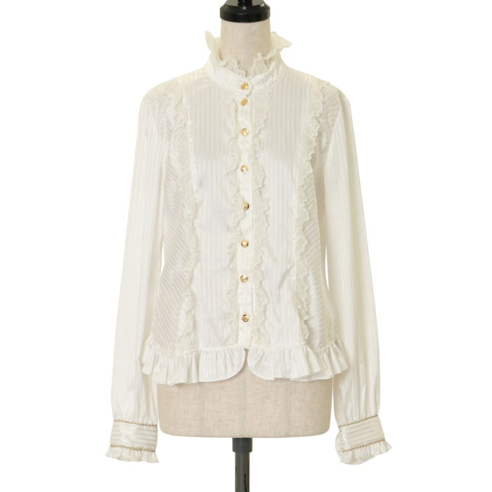 USED】ストライプサテン立襟ブラウス | Angelic Pretty | ロリータ 